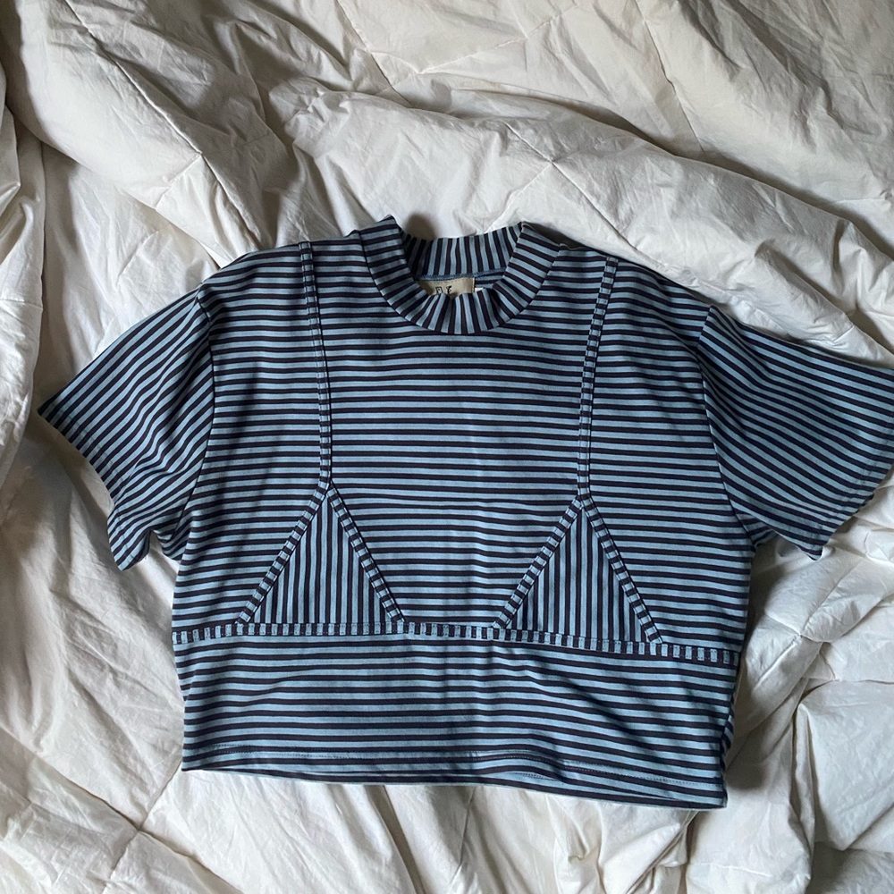 Fbc striped bikini top crop tee